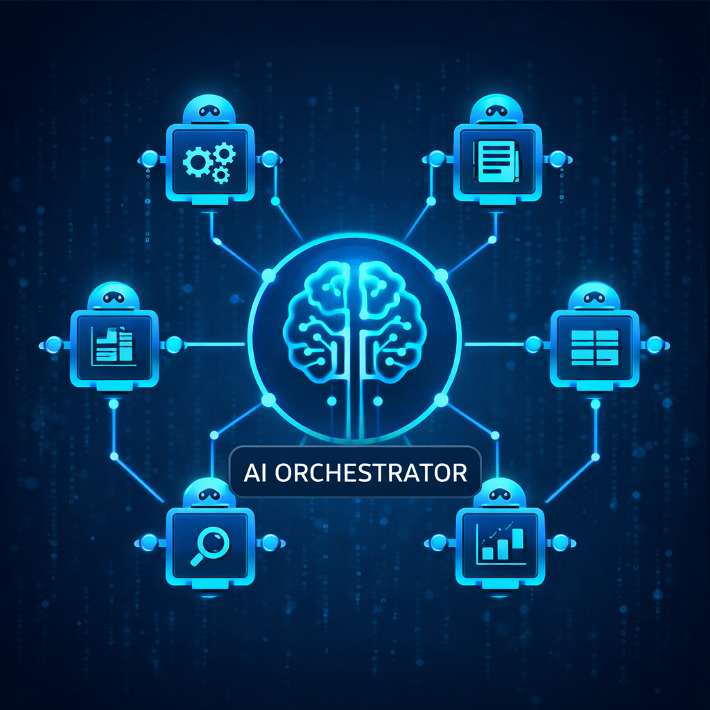 Orchestrateur IA coordonnant plusieurs agents spécialisés