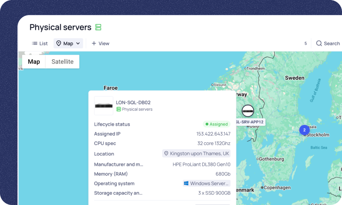 Modèle StarHive CMDB avec actifs, services et propriétaires